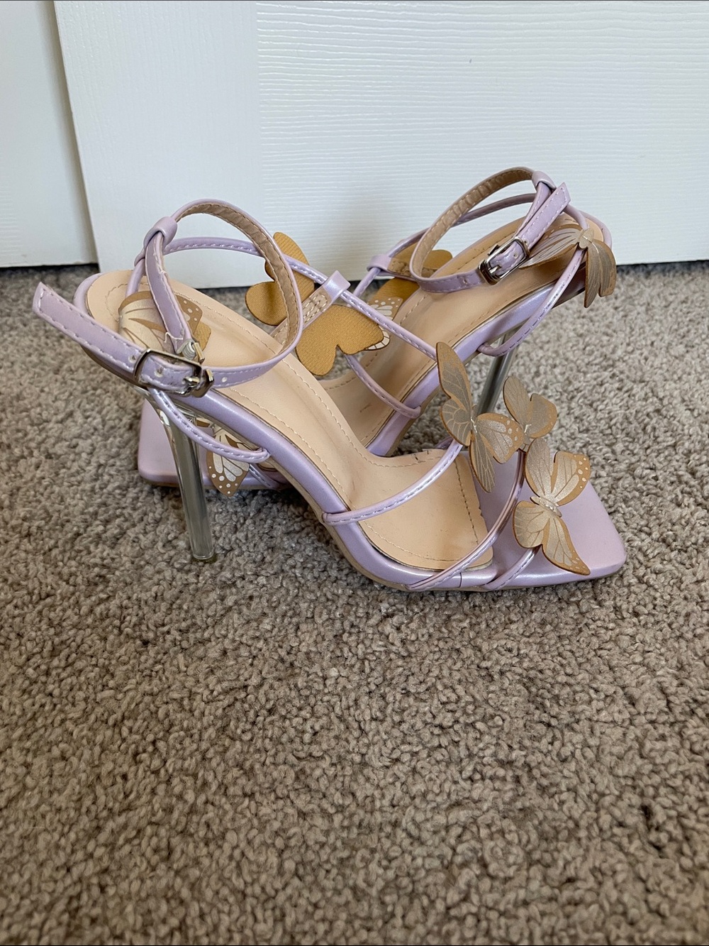 Lilac Butterfly Embellished Women's Heels - Picture 2 of 6